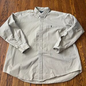 Polo Ralph Lauren Blake Fit Oxford Shirt Mens XXL Khaki Tan Long Sleeve Button